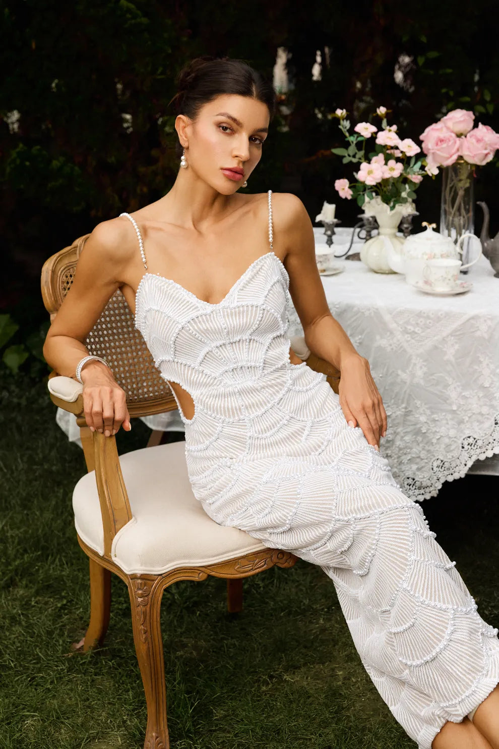 STORMI | Perlenbesetztes Midikleid