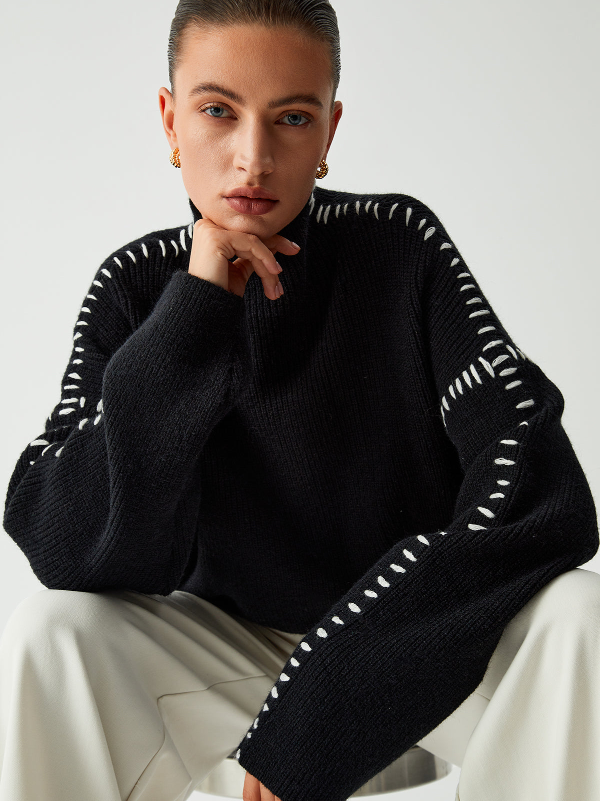 Warda | Rollkragenpullover mit Piqué-Stich-Details