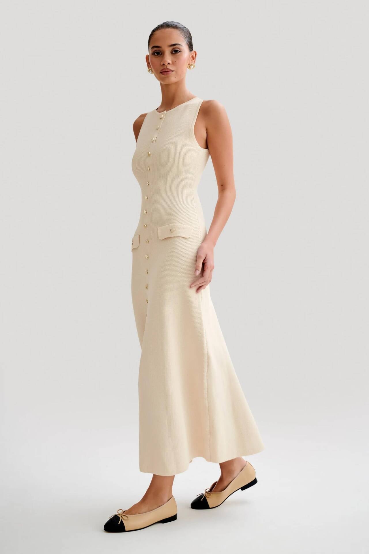 Fiona | Strick-Maxikleid ohne Ärmel