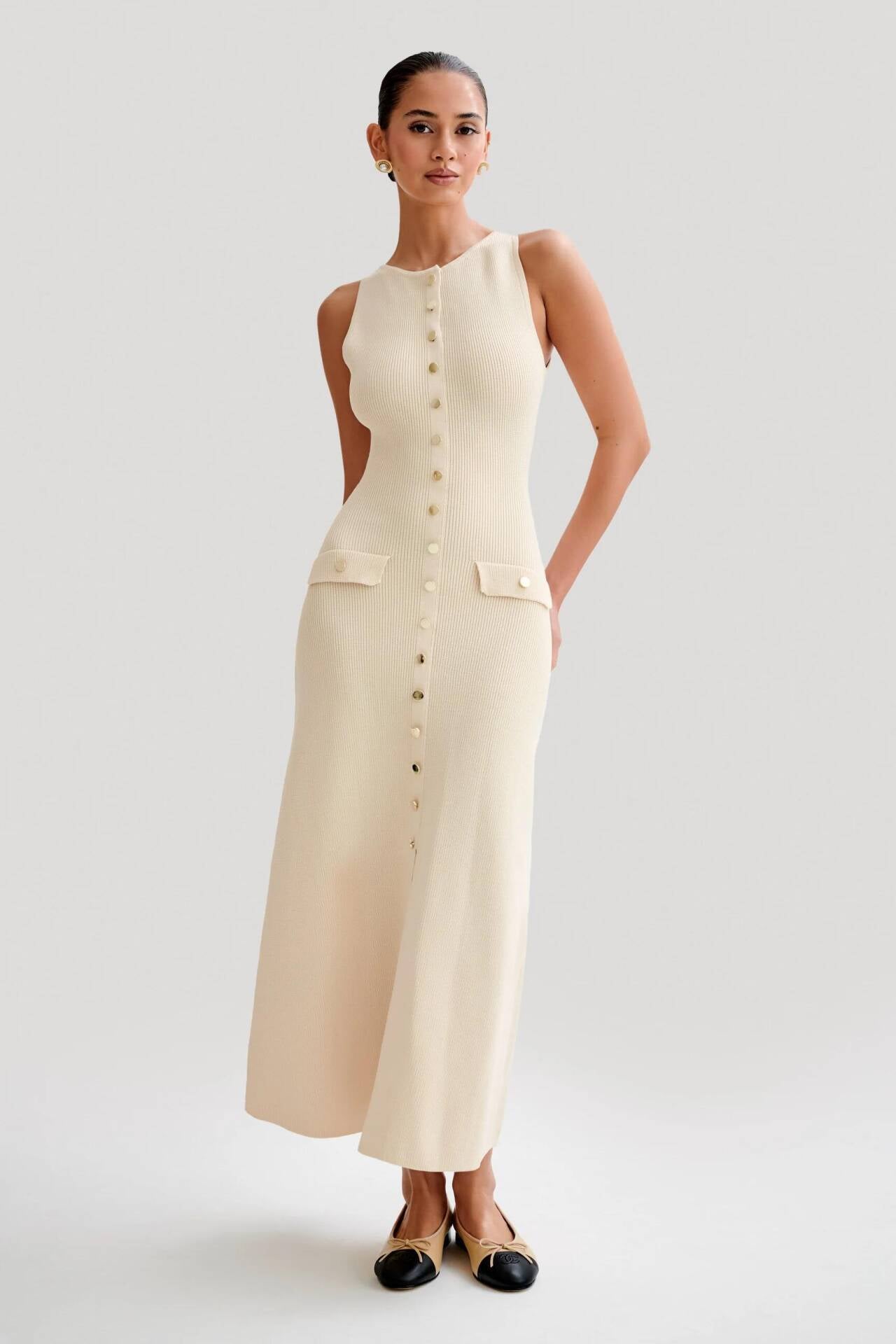 Fiona | Strick-Maxikleid ohne Ärmel