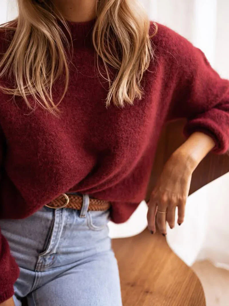 LINA | Unifarbener Strickpullover