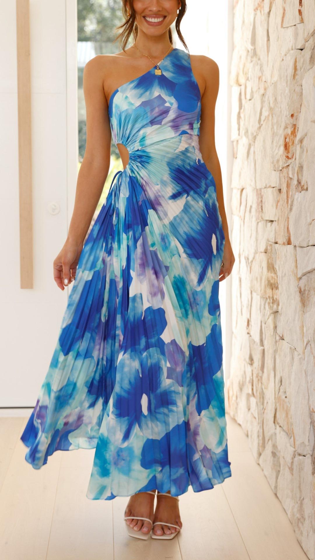 MADISON | Maxikleid mit Blumenmuster und One-Shoulder-Träger