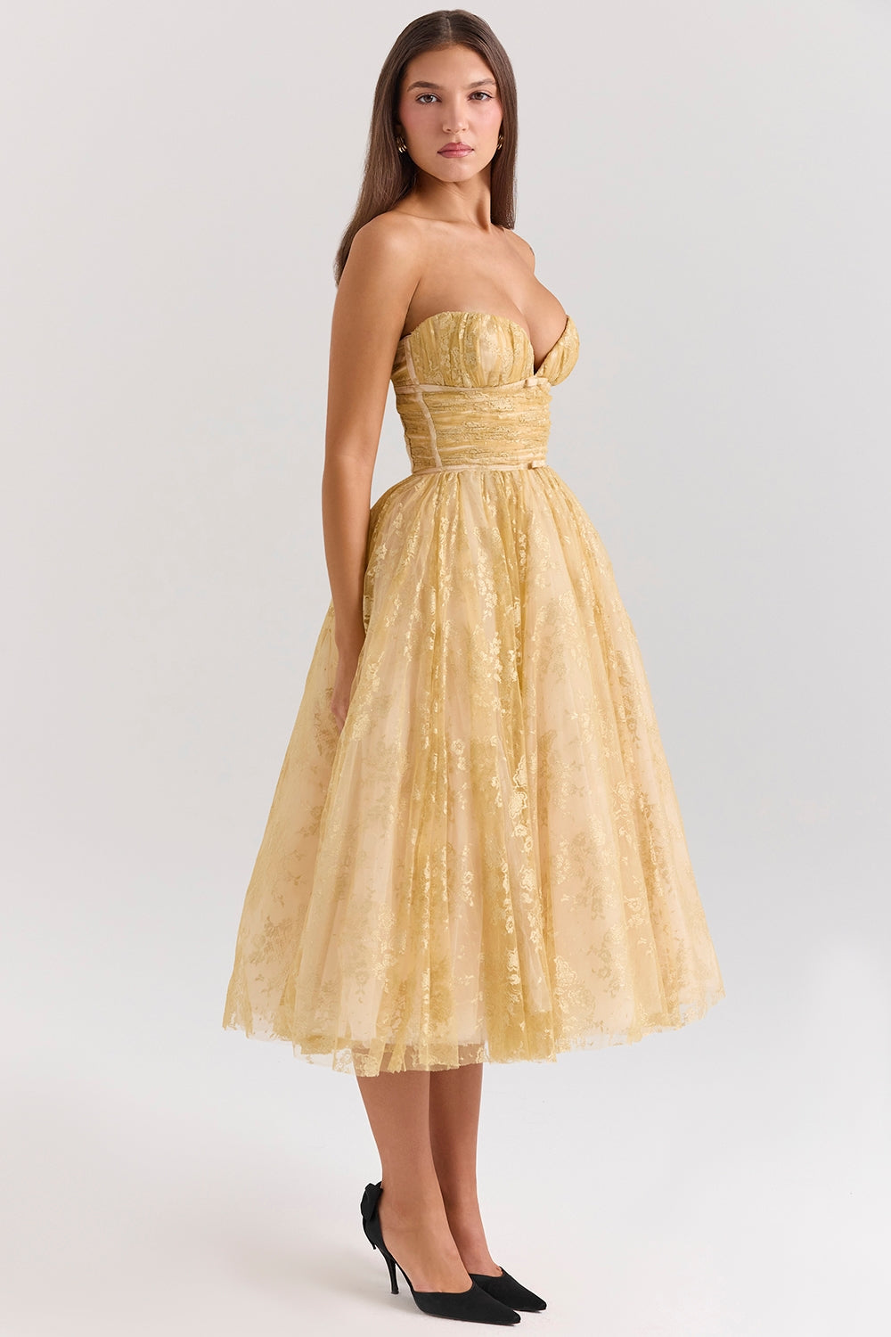 Millie | Goldenes Korsettkleid