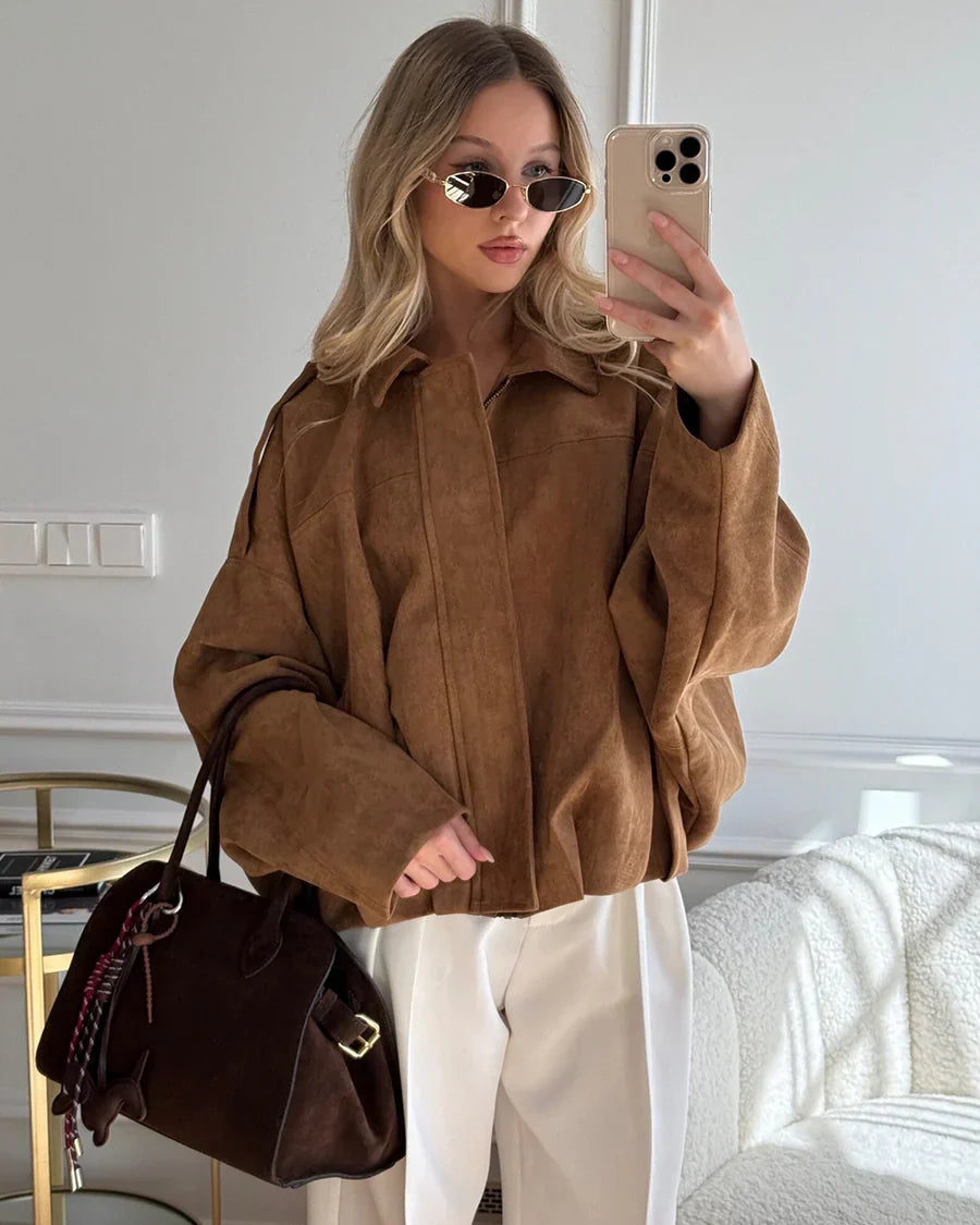 Kaori | Wildleder-Pilotjacke mit Struktur