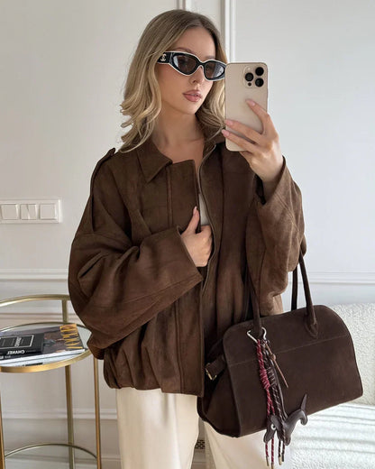 Kaori | Wildleder-Pilotjacke mit Struktur