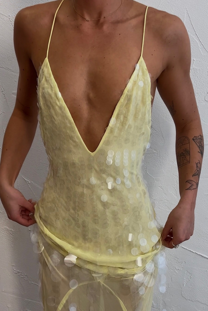 AALIYAH | Ärmelloses Maxikleid mit V-Ausschnitt