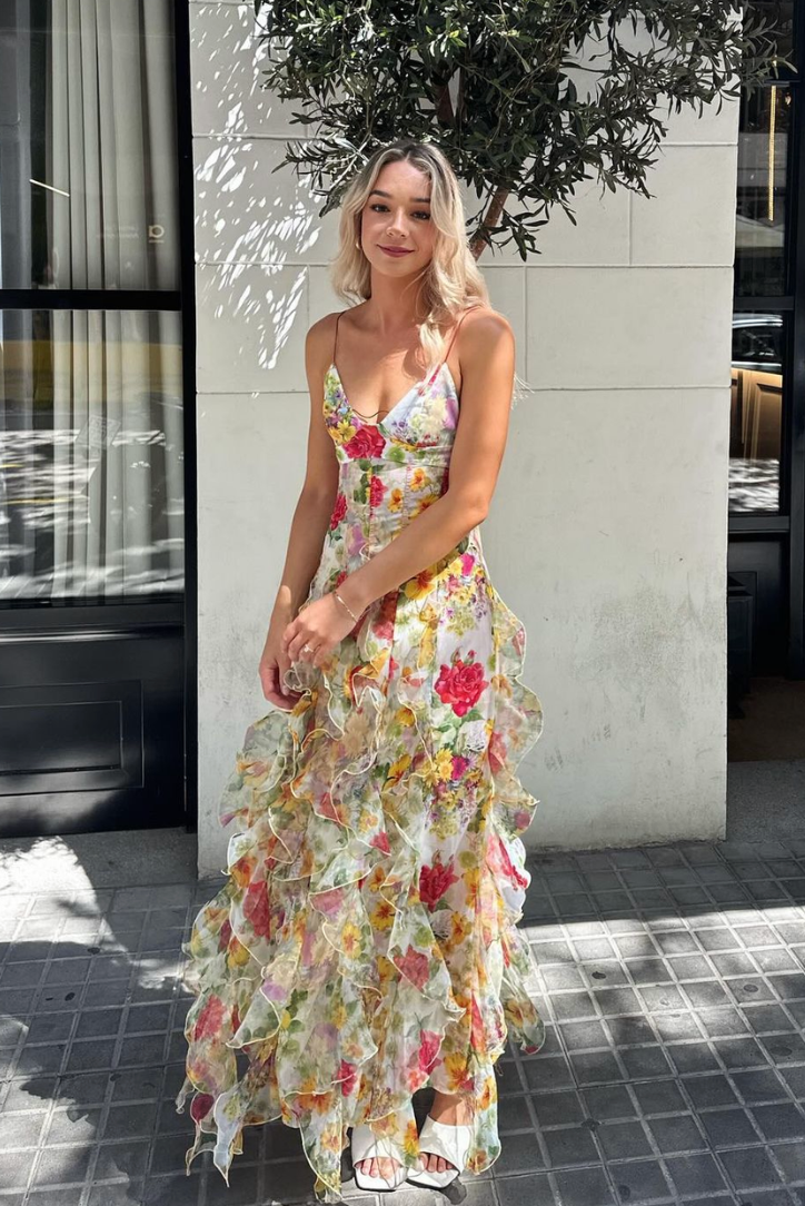 SASKIA | Rüschen-Maxikleid