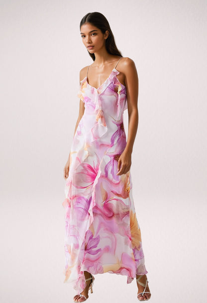NYLAH | Maxikleid mit Blumenrüschen