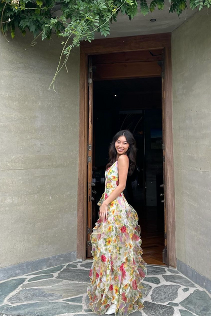 SASKIA | Rüschen-Maxikleid