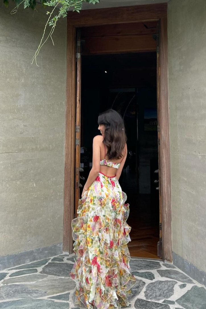 SASKIA | Rüschen-Maxikleid