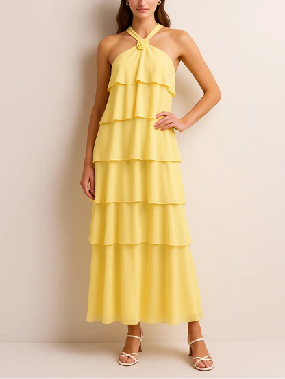 AMIRA | Rückenfreies Maxikleid mit Rüschen