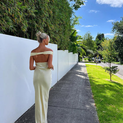 Emory | Satin-Maxikleid mit Rückenausschnitt