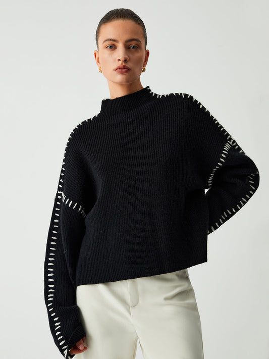 Warda | Rollkragenpullover mit Piqué-Stich-Details