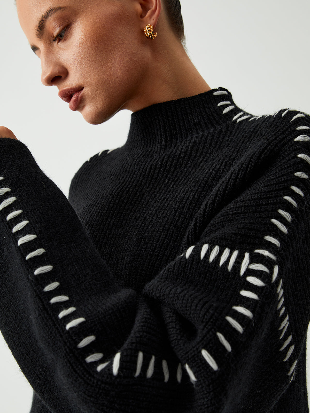 Warda | Rollkragenpullover mit Piqué-Stich-Details