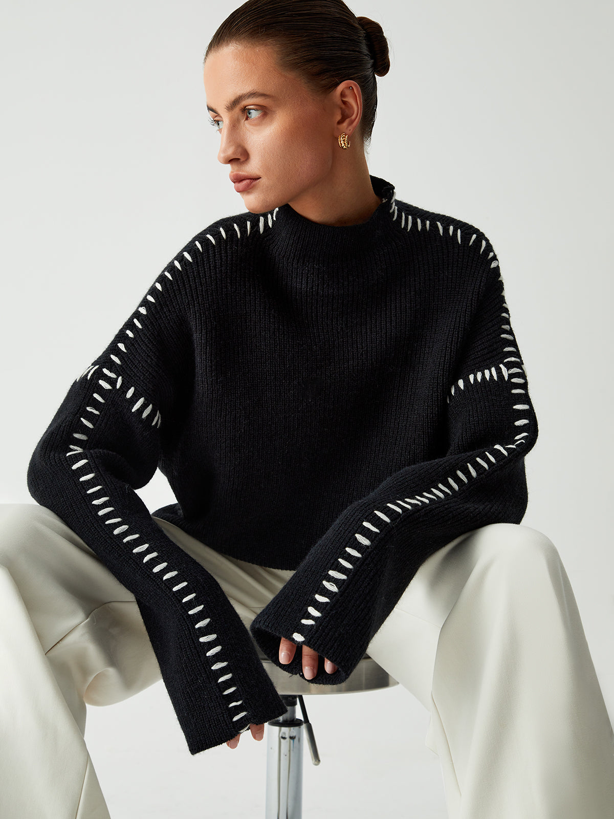 Warda | Rollkragenpullover mit Piqué-Stich-Details