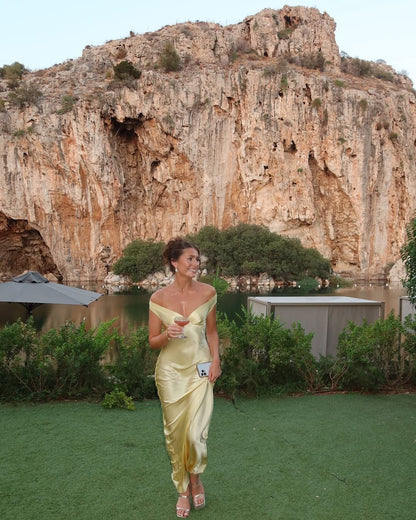 Emory | Satin-Maxikleid mit Rückenausschnitt