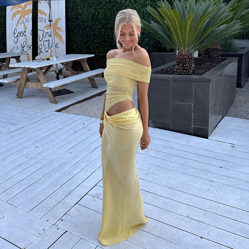 Maisy | Schulterfreies Maxikleid aus Mesh