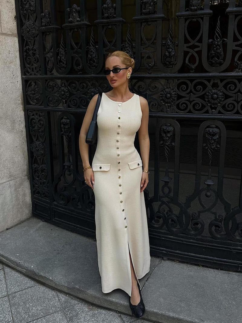 Fiona | Strick-Maxikleid ohne Ärmel