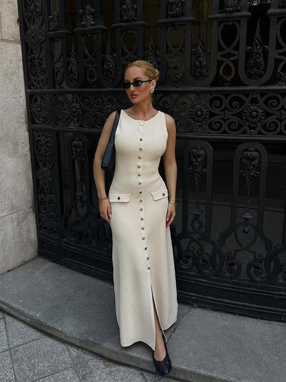 Fiona | Strick-Maxikleid ohne Ärmel