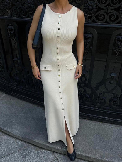 Fiona | Strick-Maxikleid ohne Ärmel