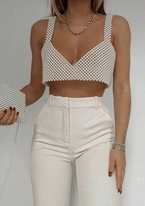ANNELIESE | Perlen-Ärmelloses Top