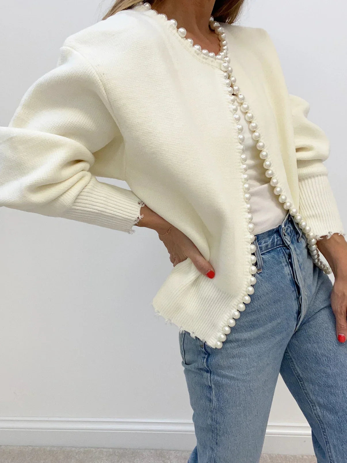 Nancy | Perlen-Strickjacke