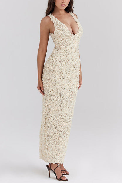 LYRA | Geblümtes rückenfreies Maxikleid