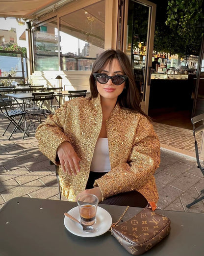 Victoria | Oversized-Jacke mit Pailletten