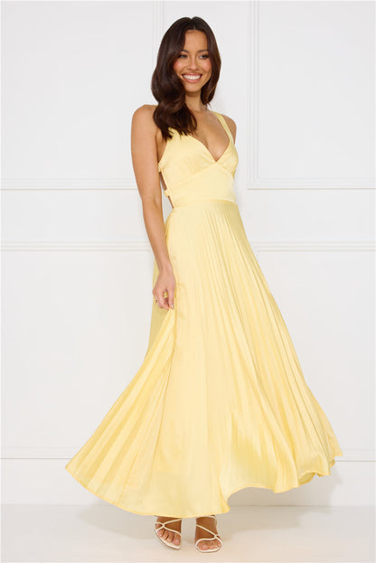 Lucy | Plissiertes Maxikleid mit V-Ausschnitt