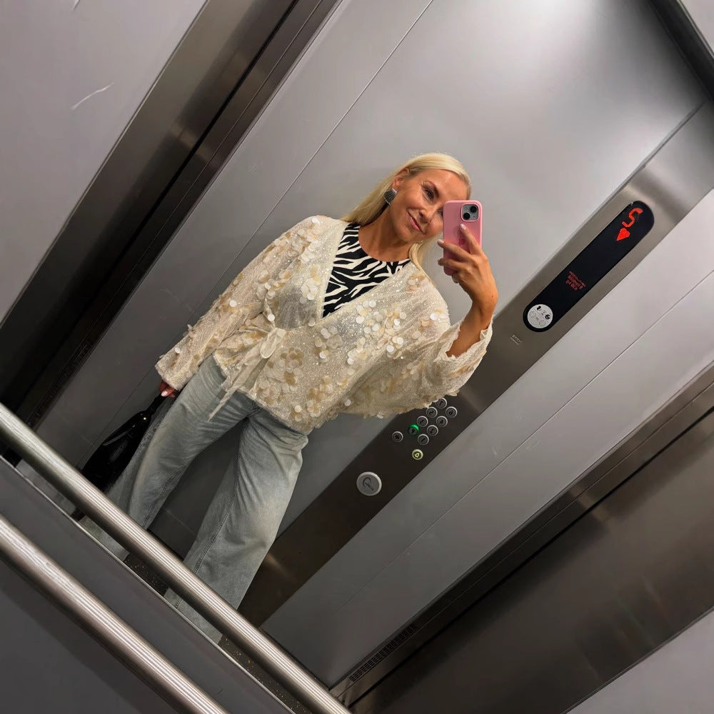 RHEA | Glamouröse funkelnde Bluse