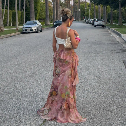 ALESSIA | Rock mit Blumenmuster und Rüschen