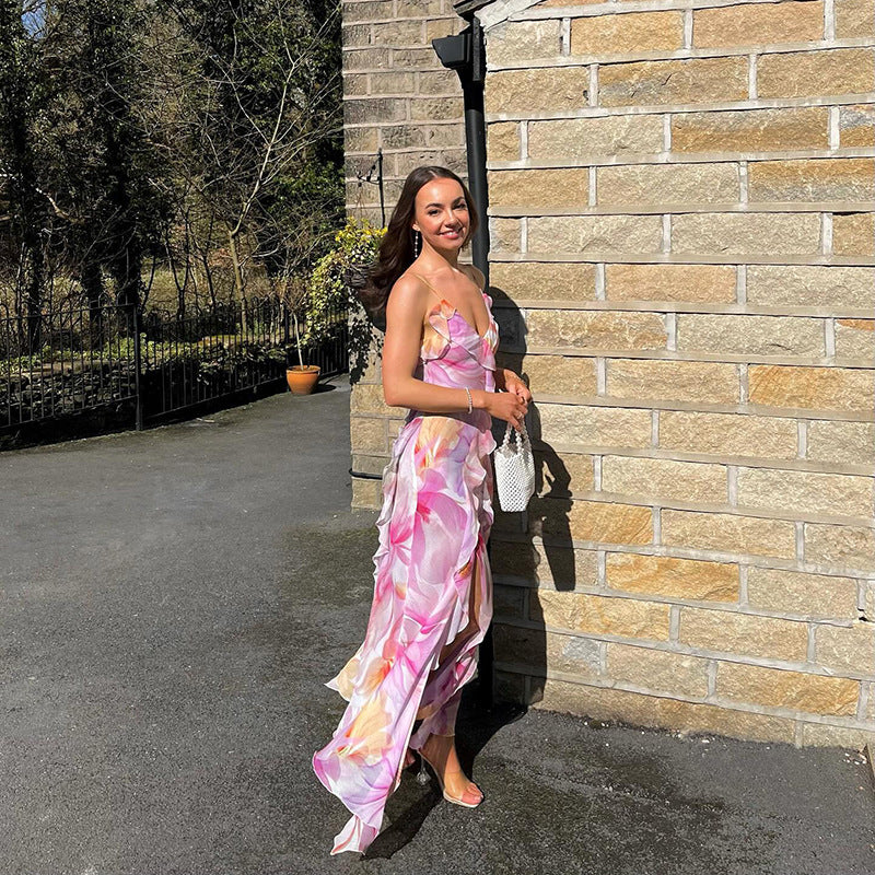NYLAH | Maxikleid mit Blumenrüschen