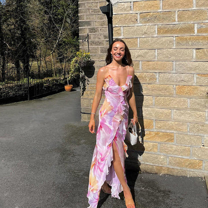 NYLAH | Maxikleid mit Blumenrüschen