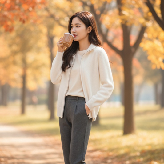 MARGA | Reißverschluss Strickjacke