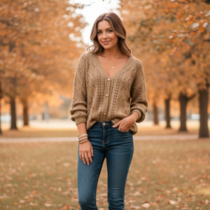 SIGNE | Geknöpfter Strick Cardigan