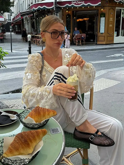 RHEA | Glamouröse funkelnde Bluse