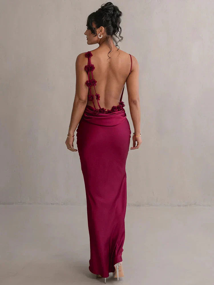 CASSIANE | Satin Blumen Kleid