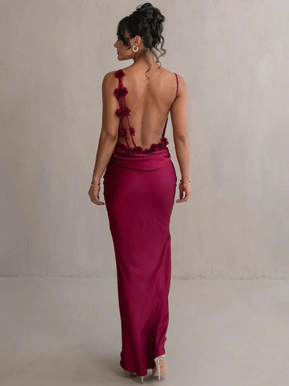 CASSIANE | Satin Blumen Kleid