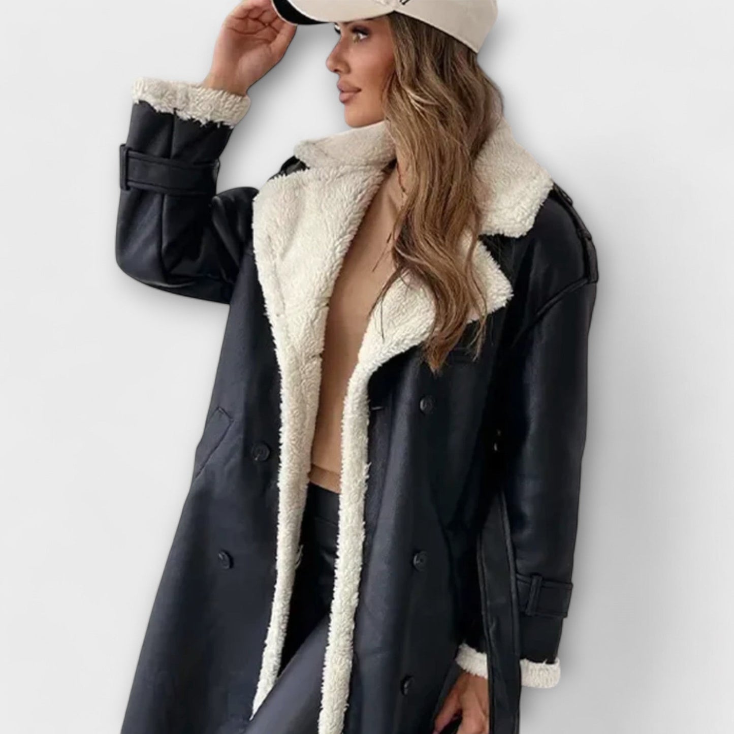 MARIA | Lange klassische Jacke mit Fleecefutte