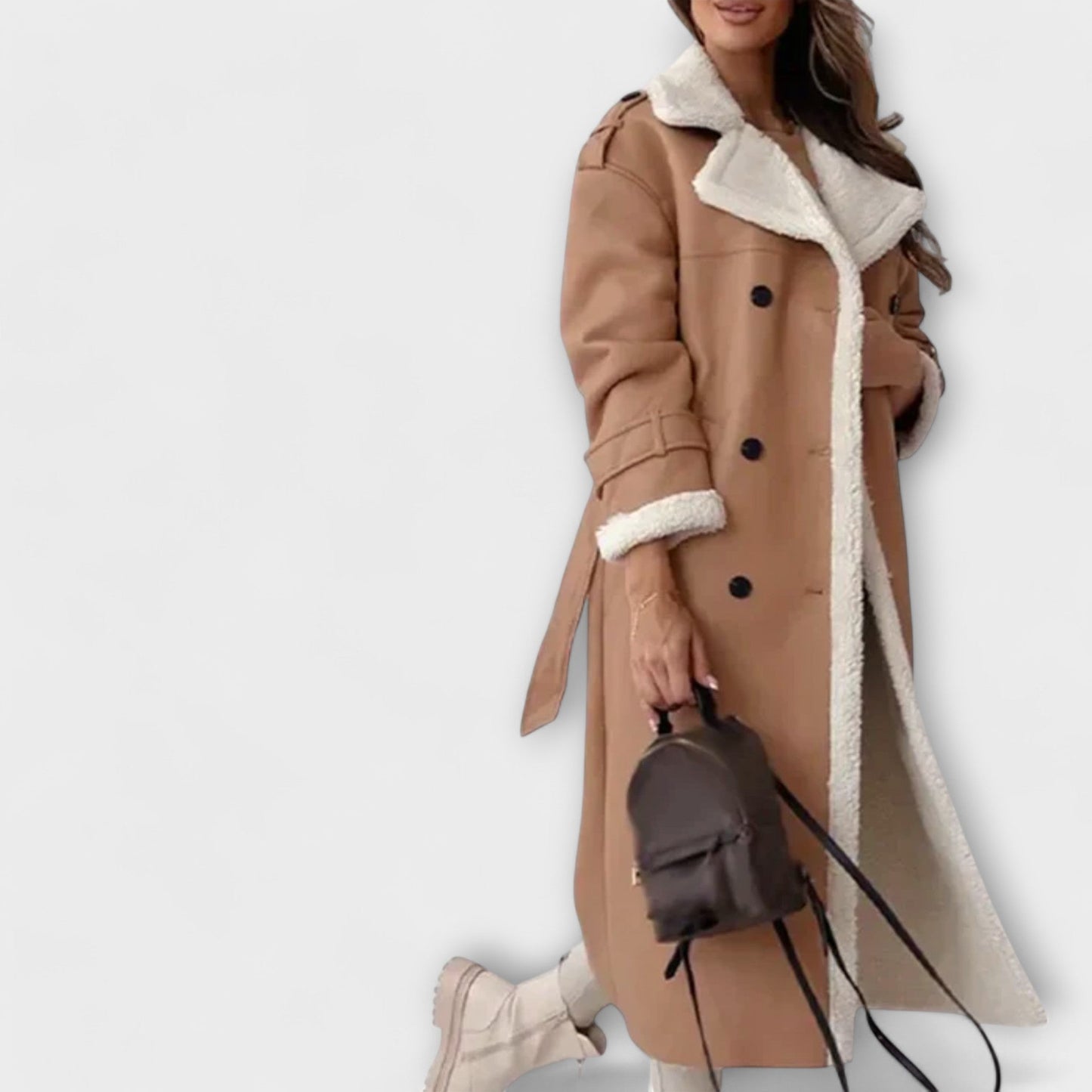 MARIA | Lange klassische Jacke mit Fleecefutte