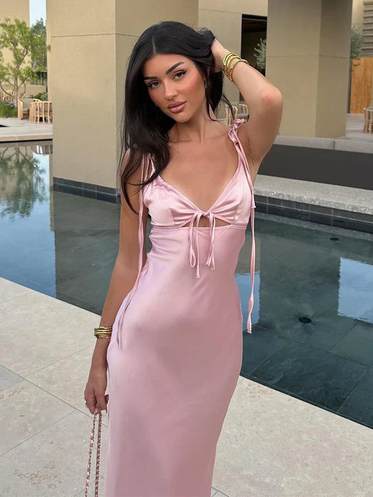BELLAMY | Ärmelloses Maxikleid aus Satin