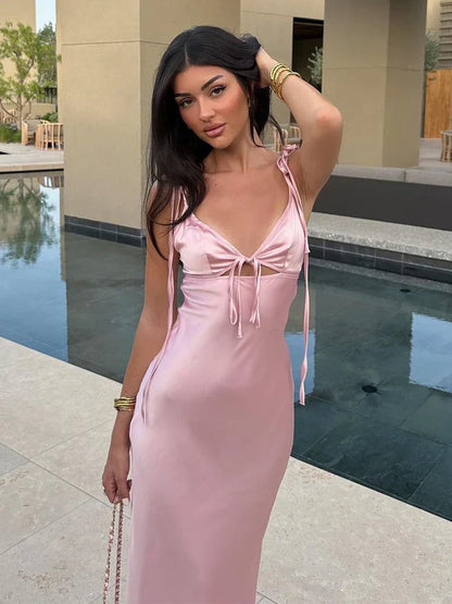 BELLAMY | Ärmelloses Maxikleid aus Satin