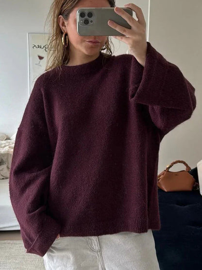 LINA | Unifarbener Strickpullover