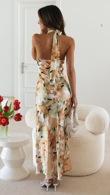 Shannon | Blumiges Maxikleid mit Neckholder