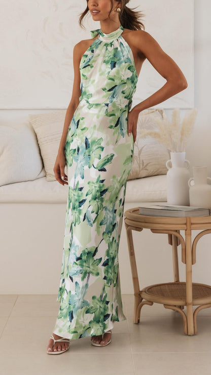 Shannon | Blumiges Maxikleid mit Neckholder
