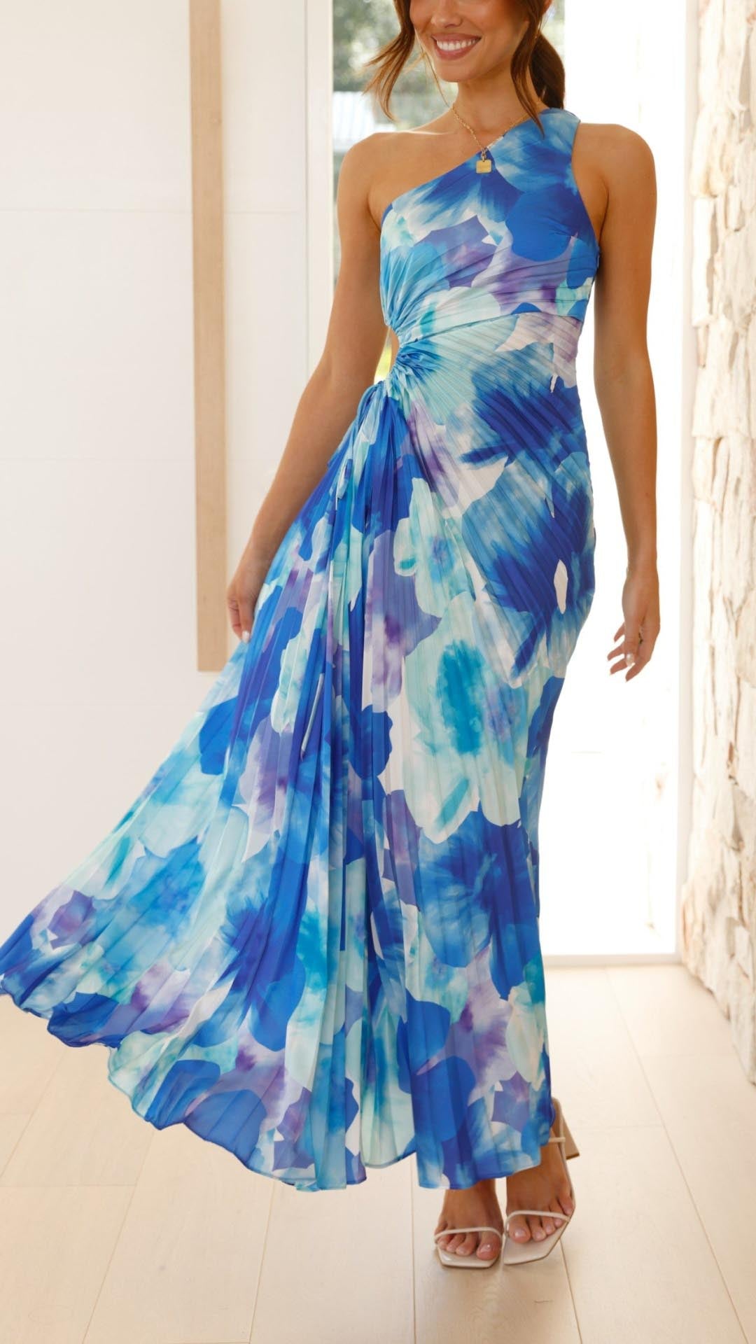MADISON | Maxikleid mit Blumenmuster und One-Shoulder-Träger