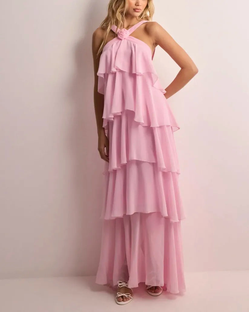 AMIRA | Rückenfreies Maxikleid mit Rüschen