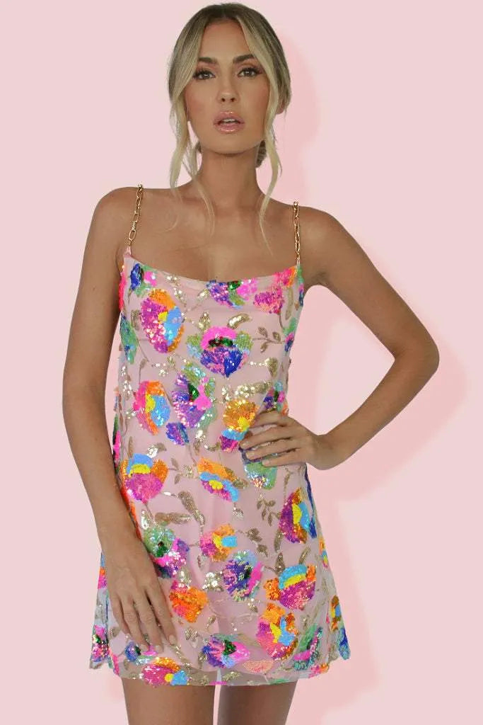 RYLEE | Rückenfreies Minikleid mit Pailletten