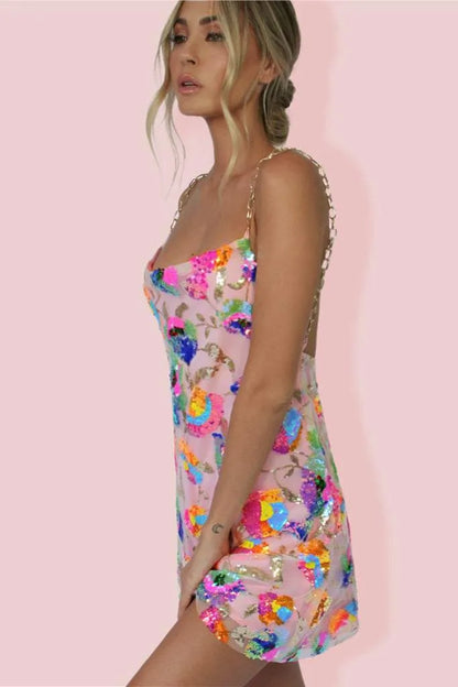 RYLEE | Rückenfreies Minikleid mit Pailletten