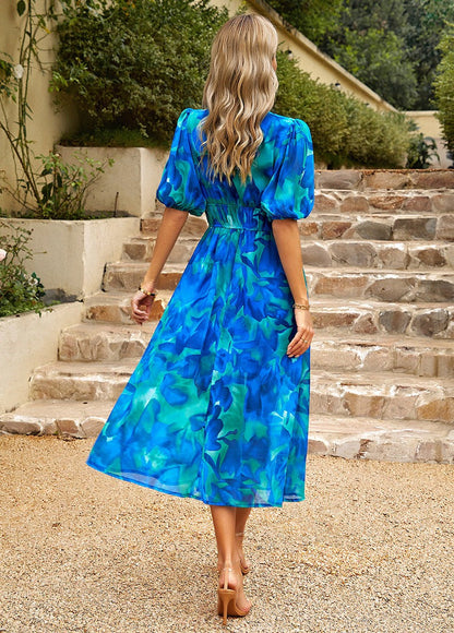 GABRIELLA | Bedrucktes Kleid mit V-Ausschnitt
